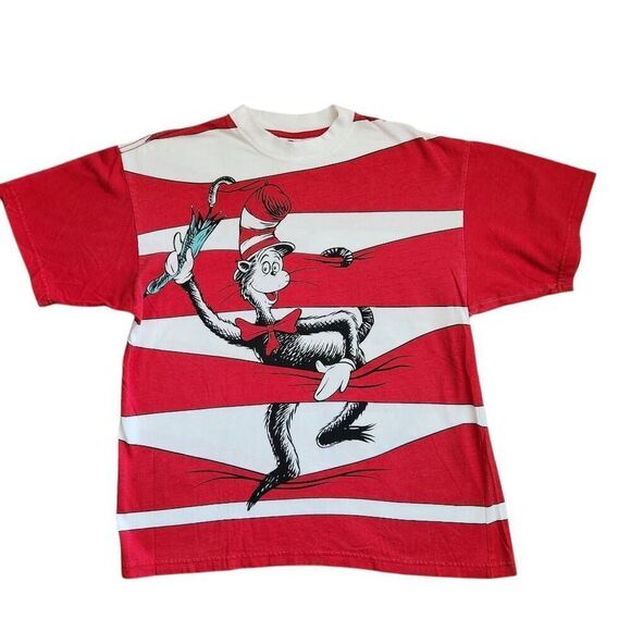 Vintage T Shirt Large Universal Studios Dr Seuss Cat in the Hat Thing Green Eggs - Picture 2 of 4